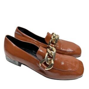 Blondo Loafers Size 5 Brown‎ Slip On Waterproof Block Heel Chain Detail NEW
